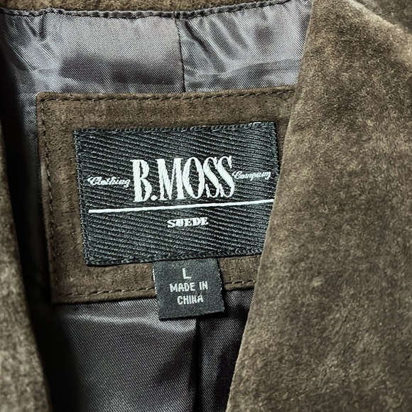 Vintage Chocolate Brown B Moss Suede Leather Jacket Size Large - Picture 3 of 9